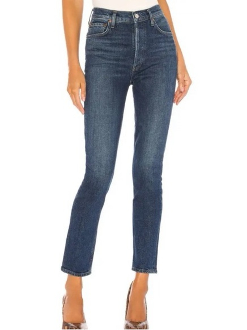 AGOLDE Pinch Waist Skinny Jeans Dark Wash Sculpting Premium Denim Minimalist